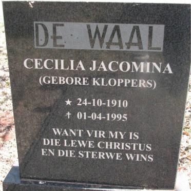 WAAL Cecilia Jacomina, de nee KLOPPERS 1910-1995