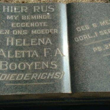 BOOYENS Helena Aletta F.A. nee DIEDERICKS 1883-1956