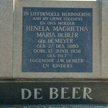 BEER Henela Magrietha Maria, de nee DE MEYER 1880-1938