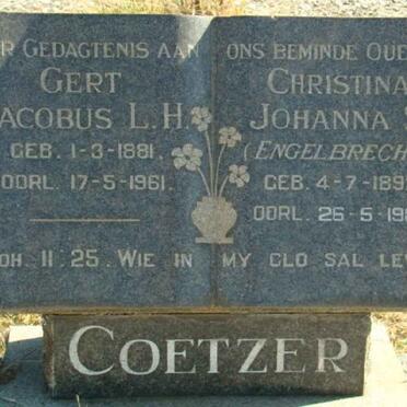 COETZER Gert Jacobus L.H. 1881-1961 &amp; Christina Johanna S. ENGELBRECHT 1892-1982
