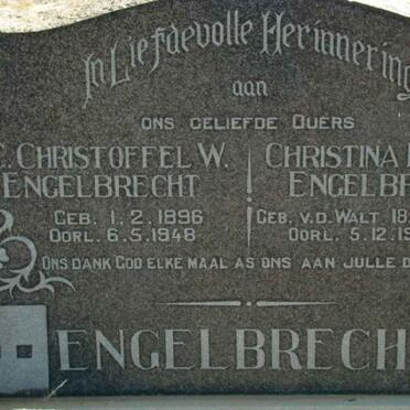 ENGELBRECHT C. Christoffel W. 1896-1948 &amp; Christina Hendrina VAN DER WALT 1898-1954