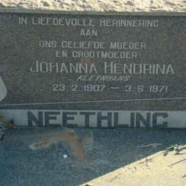 NEETHLING Johanna Hendrina nee KLEYNHANS 1907-1971