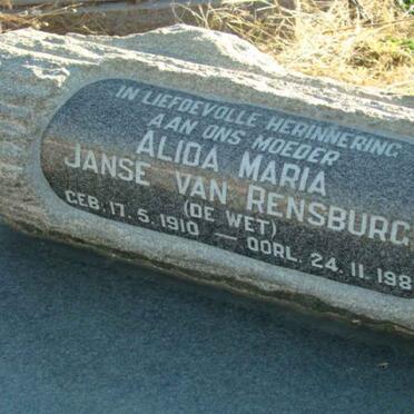 RENSBURG Alida Maria, Janse van 1910-1987