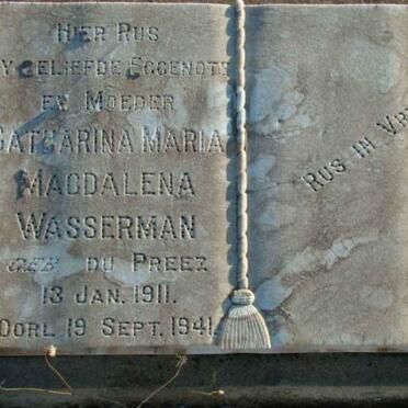 WASSERMAN Catharina Maria Magdalena nee du PREEZ 1911-1941