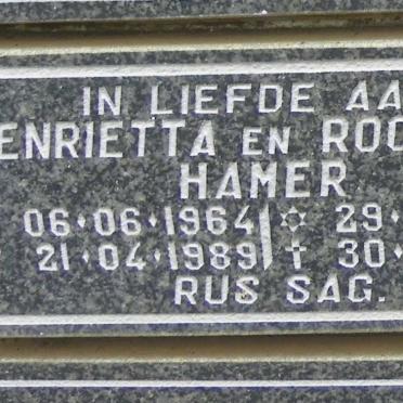 HAMER Henrietta 1964-1989 :: HAMER Rochelle 1989-1989