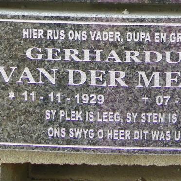 MERWE Gerhardus C., van der 1929-2015