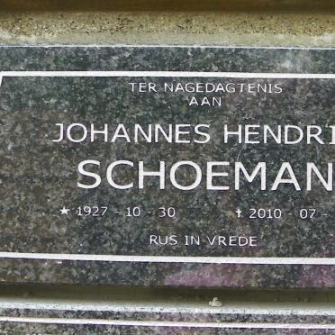 SCHOEMAN Johannes Hendrik 1927-2010