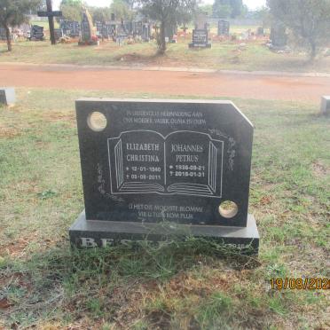 BESTER Johannes Petrus 1936-2018 &amp; Elizabeth Christina 1940-2011