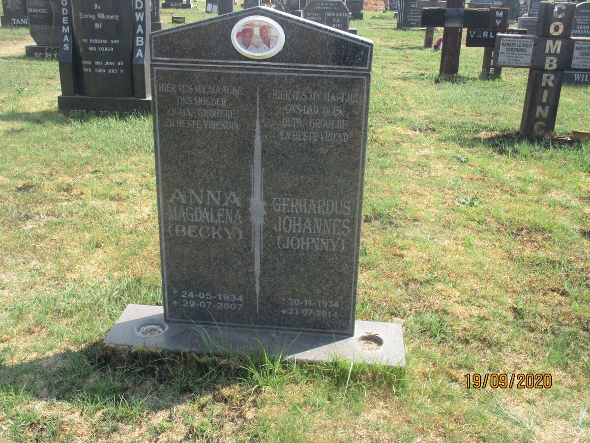BOTHA Gerhardus Johannes 1934-2014 &amp; Anna Magdalena 1934-2007