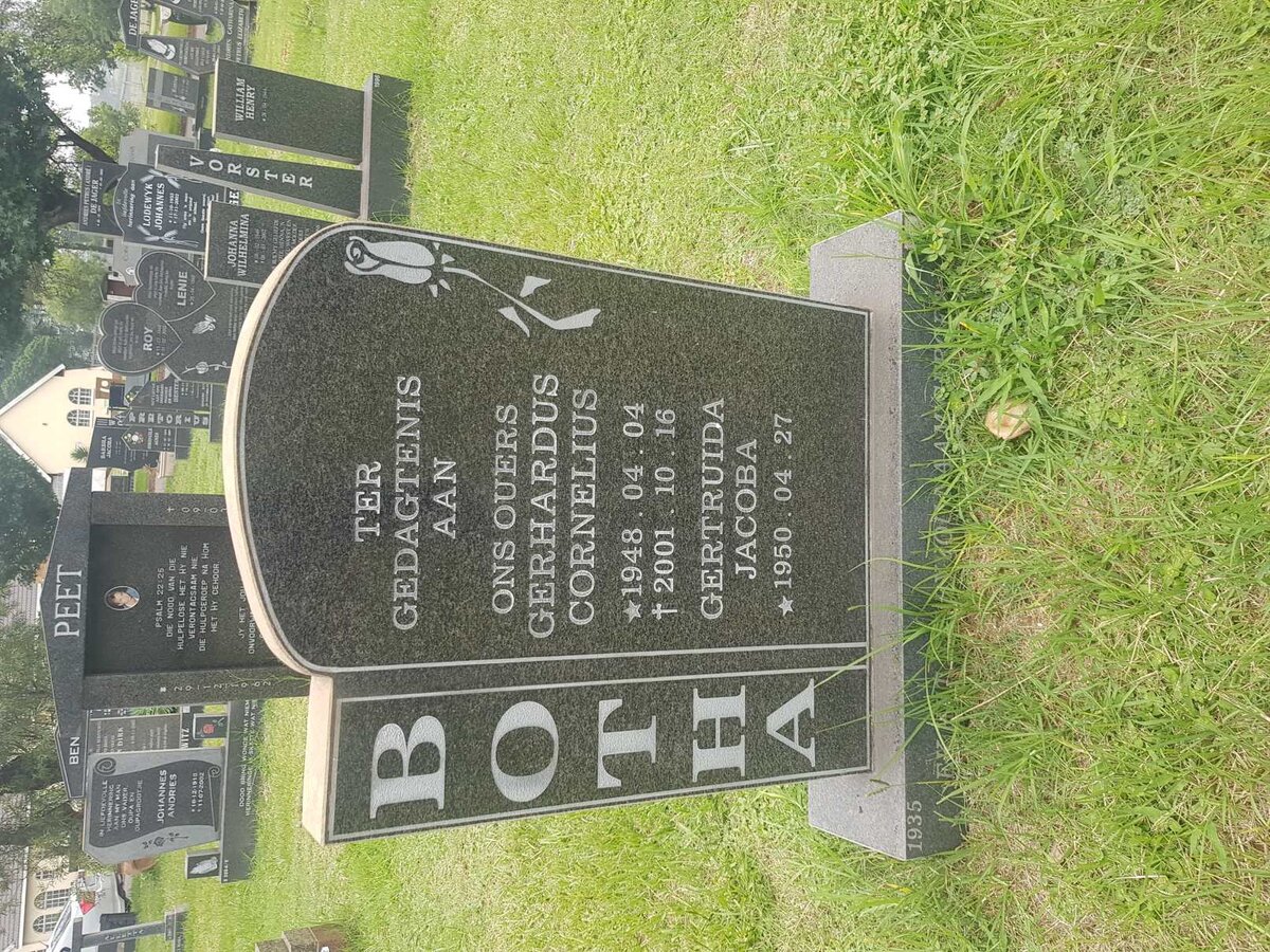 BOTHA Gerhardus Cornelius 1948-2001 &amp; Gertruida Jacoba 1950-