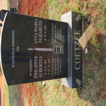 COETZEE Philippus Albertus 1947-2011 &amp; Anna Maria Elizabeth 1951-