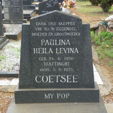 COETSEE Paulina Heila Levina nee HATTINGH 1920-1975