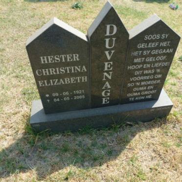 DUVENAGE Hester Christina Elizabeth 1921-2005