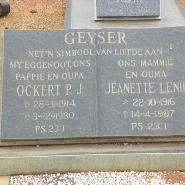 GEYSER Ockert P.J. 1914-1980 &amp; Jeanette Lenie 1916-1987