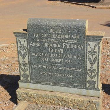 GOUWS Anna Johanna Fredrika nee DE VILLIERS 1896-1944