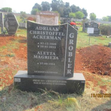 GROBLER Adriaan Christoffel Ackerman 1949-2013 &amp; Aletta Magrieta 1954-