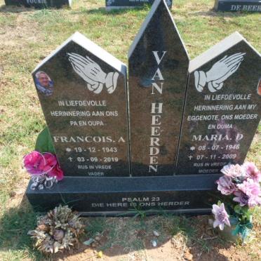 HEERDEN Francois A., van 1943-2019 &amp; Maria D. 1946-2009