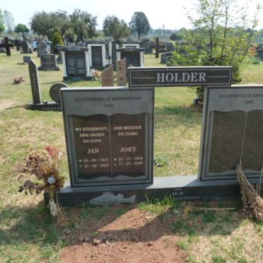 HOLDER Jan 1931-2005 &amp; Joey 1935-2020