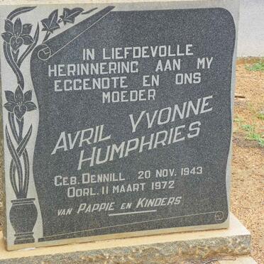 HUMPHRIES Avril Yvonne nee DENNILL 1943-1972