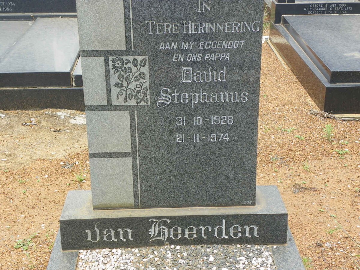 HEERDEN David Stephanus, van 1928-1974