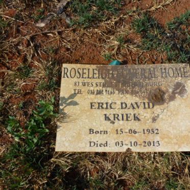 KRIEK Eric David 1952-2013