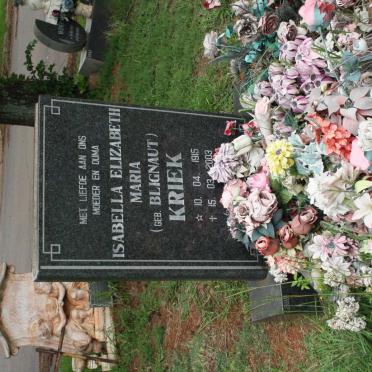 KRIEK Isabella Elizabeth Maria nee BLIGNAUT 1915-2003