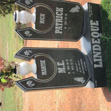 LINDEQUE Patrick 1961- &amp; M.E. 1963-2018