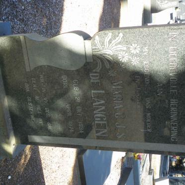 LANGEN Maria C.J.S., de 1934-1974