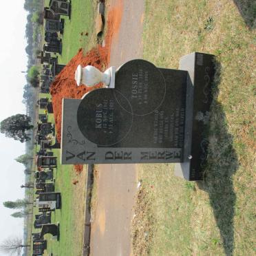 MERWE Kobus, van der 1941-2007 &amp; Tossie 1938-2006