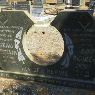 MERWE Marthinus Christiaan, van der 1901-1983 &amp; Maria Magdalena Jacoba 1912-2003
