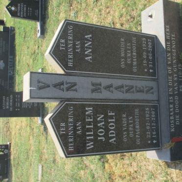 MAANEN Willem Joan Adolf, van 1928-2007 &amp; Anna 1929-2007