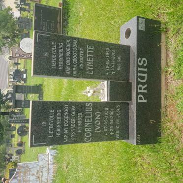 PRUIS Cornelius 1938-2001 &amp; Lynette 1940-2012