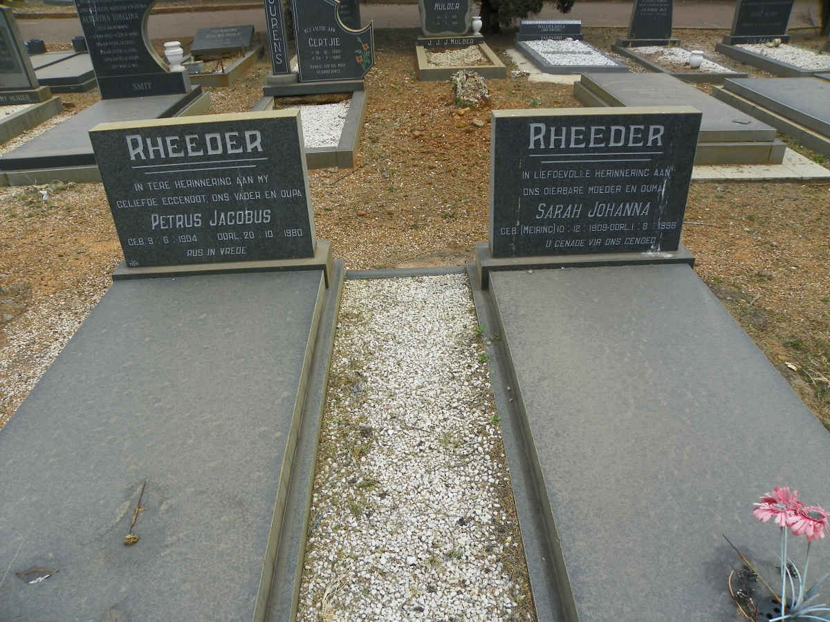 RHEEDER Petrus Jacobus 1904-1980 &amp; Sarah Johanna MEIRING 1909-1996