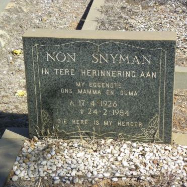 SNYMAN Non 1926-1984