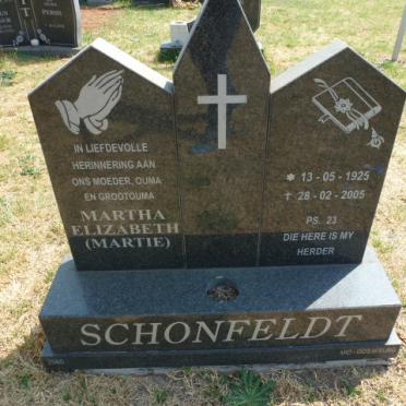 SCHONFELDT Martha Elizabeth 1925-2005