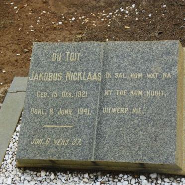 TOIT Jakobus Nicklaas, du 1921-1941