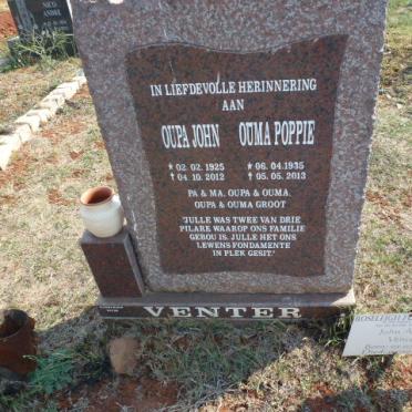 VENTER John Adam 1905–2012 & Poppie 1935–2013 #1