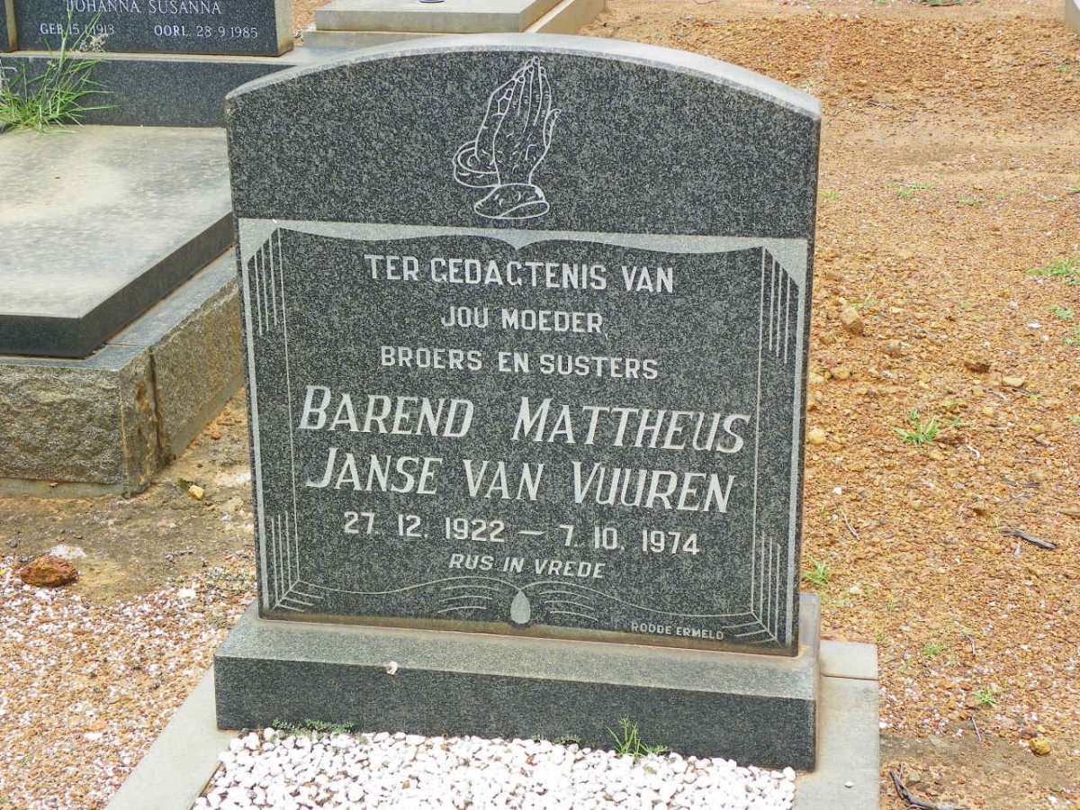 VUUREN Barend Mattheus, Janse van 1922-1974