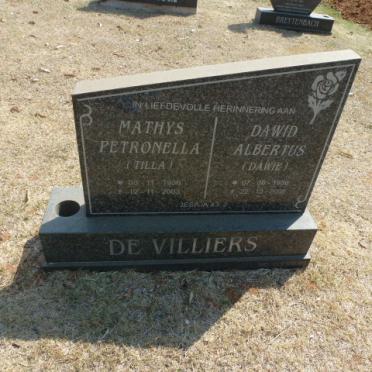 VILLIERS Dawid Albertus, de 1936-200? &amp; Mathys Petronella 1936-2003