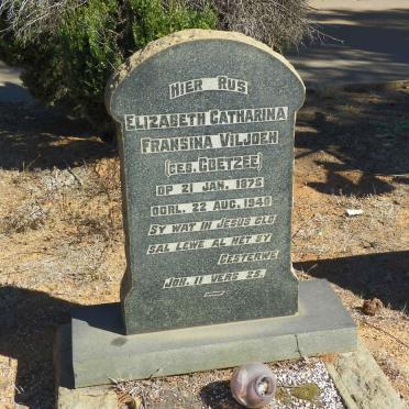 VILJOEN Elizabeth Catharine Fransina nee COETZEE 1875-1940