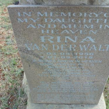 WALT Rina, van der 1956-2015