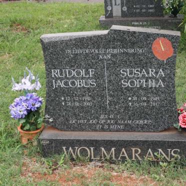 WOLMARANS Rudolf Jacobus 1941-2003 &amp; Susara Sophia 1949-2017