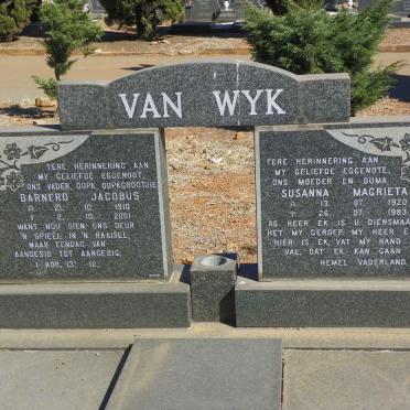 WYK Barnerd Jacobus, van 1910-2001 &amp; Susanna Magrieta 1920-1983