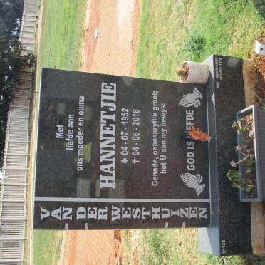 WESTHUIZEN Hannetjie, van der 1952-2018