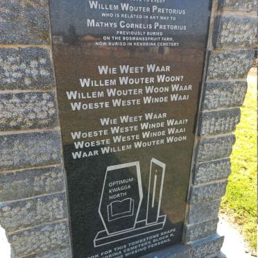 3. Willem Wouter PRETORIUS and Mathys Cornelis PRETORIUS Memorial in Middelburg cemetery