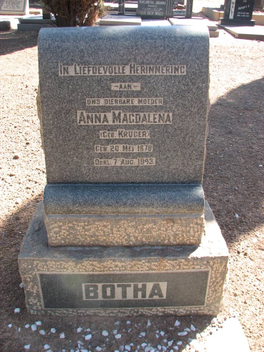 BOTHA Anna Magdalena nee KRUGER 1878-1943