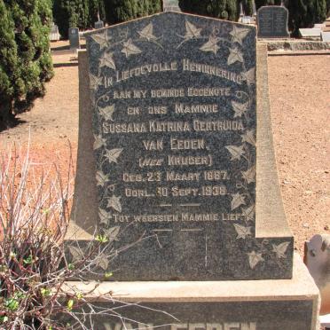 EEDEN Christiaan Daniel, van 1883-1945 & Sussana Katrina Gertruida, van nee KRUGER 1887-1938 #2