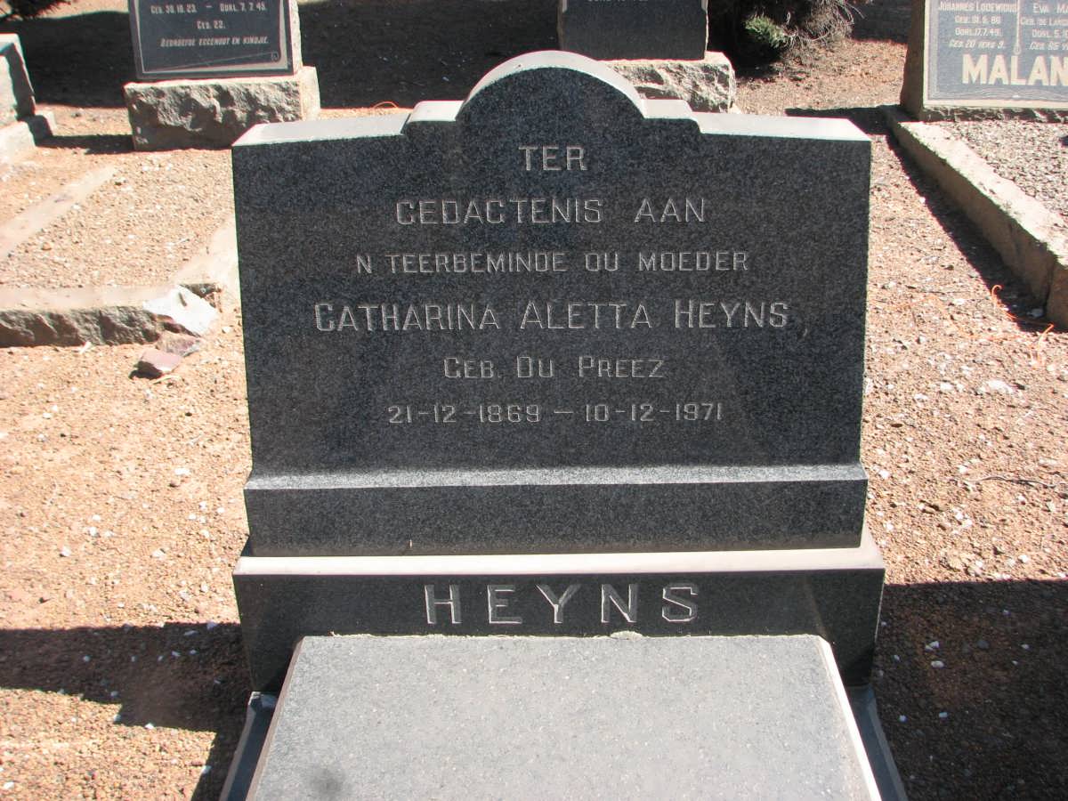 HEYNS Catharina Aletta nee DU PREEZ 1869-1971