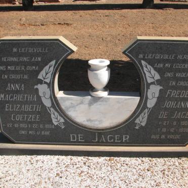 JAGER Frederik Johannes, de 1900-1939 &amp; Anna Magrietha Elizabeth COETZEE 1913-1984