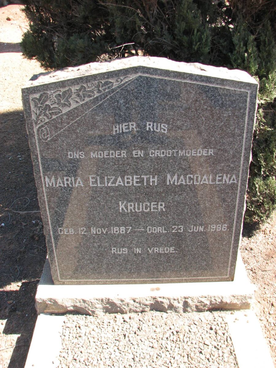 KRUGER Maria Elizabeth Magdalena 1887-1966